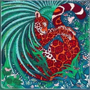 Hermes Silk Jaguar Quetzal Scarf, 90x90
